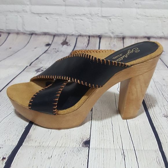 Seychelles Black Platform Sandal Heels 11 - Picture 7 of 9